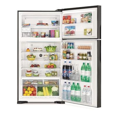 Hitachi 820L Gross Top Mount Double Door Premium Refrigerator RV820PUK1KBSL, 10 Year Warranty on Inverter Compressor-2 Door Fridge, Dual Fan Cooling-LED Control Panel-Twist Ice Tray, Brilliant Silver.