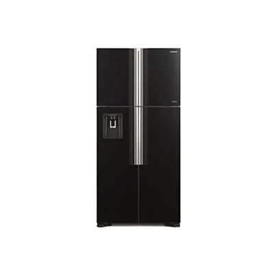 Hitachi 760L Gross Side By Side 4 Doors Premium Refrigerator, RW760PUK7GBK, 10 Year Warranty on Inverter Compressor, French Door, No Frost Fridge, Dual Fan Cooling, Movable Twist Ice Tray, Glass Black