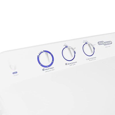 Super General 14 kg Twin-tub Semi-Automatic Washing Machine, White, efficient Top-Load Washer with Lint Filter, Spin-Dry, SGW-150-N, 99.5 x 55.5 x 115.5 cm, 1 Year Warranty