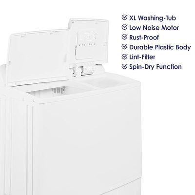 Super General 14 kg Twin-tub Semi-Automatic Washing Machine, White, efficient Top-Load Washer with Lint Filter, Spin-Dry, SGW-150-N, 99.5 x 55.5 x 115.5 cm, 1 Year Warranty