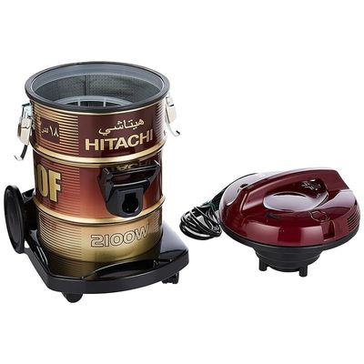 Hitachi Drum Vacuum Cleaner 2100 Watts, 18 Liters Tank Dust Capacity With 7.8M Extra Long Power Code, Removable &amp; Washable Filter, Rug-Floor Nozzle, Best For Home, Office &amp; Mosque, CV950F24CBSWR