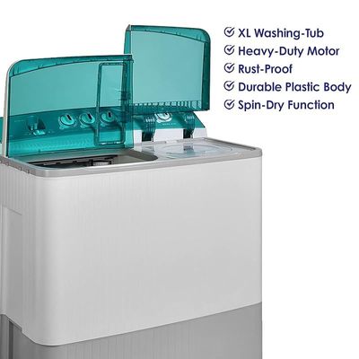 Super General 18 kg Twin tub Semi Automatic Washing Machine Top Load Washer with Lint Filter Spin Dry Light Grey/Green Model- SGW-1800 | ‎1 Year full Warranty