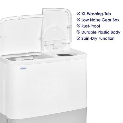 Super General 10 kg Twin-tub Semi-Automatic Washing Machine, White, efficient Top-Load Washer with Low noise gear box, Spin-Dry, SGW-1056-N, 84 x 49 x 92 cm, 1 Year Warranty