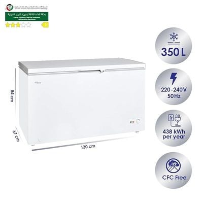 Super General 440 Liter Gross Volume Chest Freezer White Rectangular Deep Freezer with Sliding Glass door Lock & Key Wheels Model- SGF-444-H | ‎1 Year full Warranty