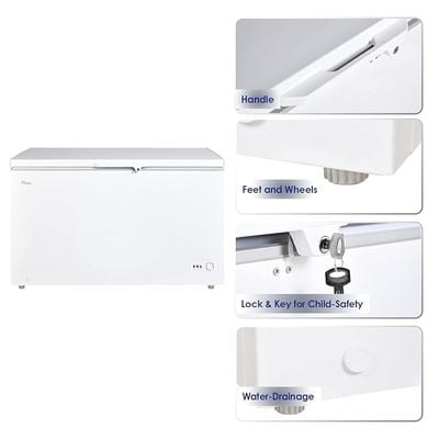 Super General 440 Liter Gross Volume Chest Freezer White Rectangular Deep Freezer with Sliding Glass door Lock & Key Wheels Model- SGF-444-H | ‎1 Year full Warranty