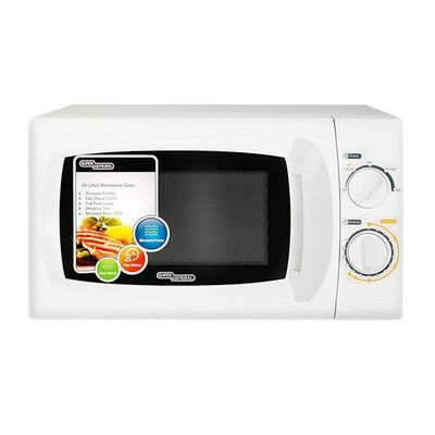 Super General 20 Liter Compact Counter-Top Microwave Oven, 700W Power, SGMM-921, Defrost, Quick-Reheat, White, 46.5 x 35 x 29.1 cm, 1 Year Warranty
