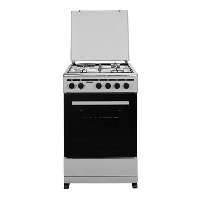 Nobel 50 x 50 Electric &amp; Gas Cooker, 3 Gas Burner, 1 Hot Plate, Electric Grill &amp; Electric Oven, 6 Knob, Manual Ignition, Stainless Steel Lid, 49.8 x 54.7 x 86 cm, Silver, Made In Turkey NGC5300S