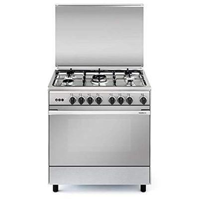 GlemGas Gas Cooker, Oven & Grill with 5 Burners 80 x 60 cm Stainless Steel Silver Model: SE8612GI - 1 Year Full Warranty