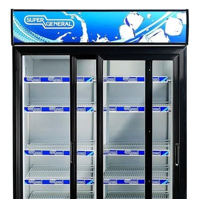 Super General 1200 Liter Gross Double Door Chiller Upright Beverage Showcase Energy saving low-noise  White/Black  Model- SGSC-1217-IS | 1 Year Warranty