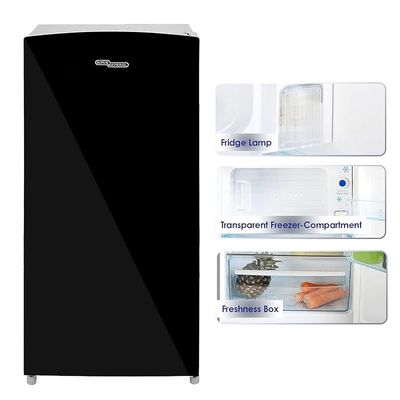Super General 170 Liter Gross Volume Compact Design Refrigerator Black/Silver Beverage Fridge with mirrored Door Freezer Box  Model-SGR-186   | 1 Year Warranty