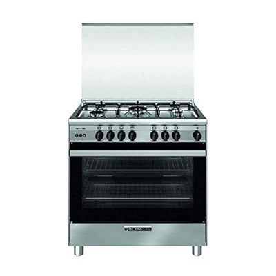 GLEMGAS 5 Burner Gas Cooker Full Safety Stainless Steel 80 x 60 cm Silver Model - SE8612GIFS  - 1 Year Warranty.