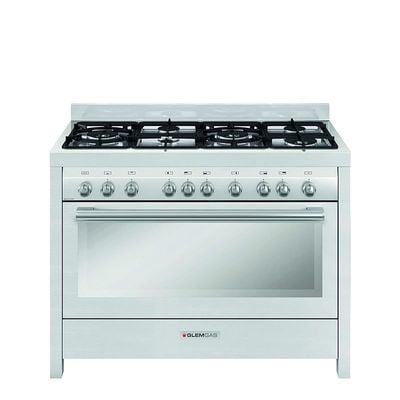 GLEMGAS Gas Cooker Free Standing 100 x 60 cm Stainless Steel With Double Fan, Silver Model - MGW626RD - 1 Year Full Warranty.