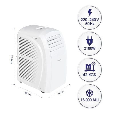 Super General 1.5 Ton Portable Air-Conditioner SGp184T3/18000 Btu/Auto-Swing/Timer/No-Drip-Technology/Rolling Castors/5 Year Compressor Warranty