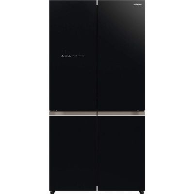 Hitachi 720L Liter Side by Side 4 Door Premium Refrigerator Dual Fan Cooling, Automatic Ice Maker-Quick Freezing Glass Black Model- RWB720VUK0GBK | 1 Year Full & 10 Year Compressor Warranty.