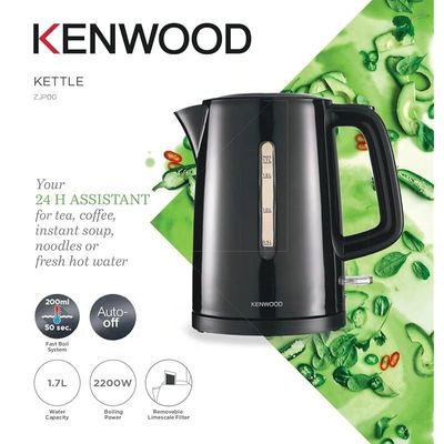 KENWOOD Kettle 1.7L Cordless Electric Kettle 2200W with Auto Shut-Off &amp; Removable Mesh Filter ZJP00.000BK Black