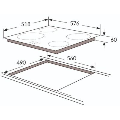 Baumatic 60cm Built in 4 Zone Ceramic Hob Touch Control BMEH64EE - 2 Year Warranty