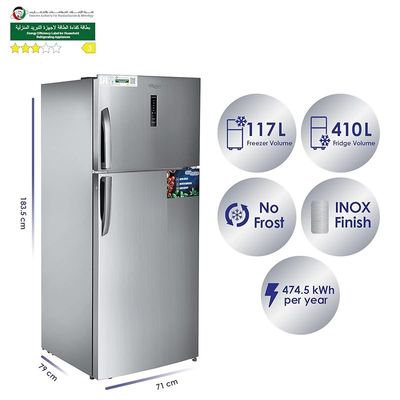 Super General 700 Liters Gross Top Mount Refrigerator Freezer No Frost Inverter Electronic Temperature Control Lock & Key Silver Model SGR715l | 1 Year Warranty 