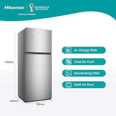 Hisense 488 Liter Refrigerator Double Door Top Mount Silver Model RT488N4ASU"Min 1 year manufacturer warranty"