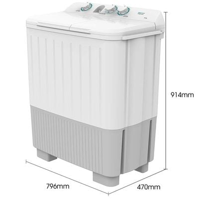 Hisense 7 Kg Twin Tub Washing Machine White Model XPB805001-1 Years Full Warranty.