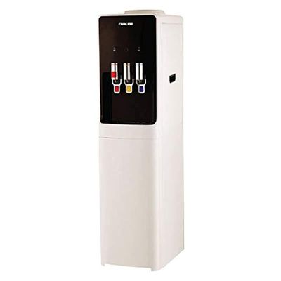 Nikai Top Loading Water Dispenser with 3 Tap Design Hot, Cool, Normal Water, Compressor Cooling, 16L Cabinet, Stainless Steel Tank, Low Noise, Anti-Bacterial Design, Anti-Spill - NWD1400C (White)