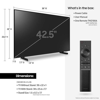 SAMSUNG 43-Inch Class Crystal UHD AU8000 Series - 4K UHD Dual LED HDR Smart TV (UA43AU8000UXZN, 2021 Model)