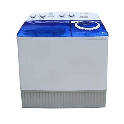 Sharp 12 Kg Washing Machine Twin Tub Top With Load Spin/Dry Semi Automatic White/Blue Model-ES-T127AP-Z | 1 Year Warranty.