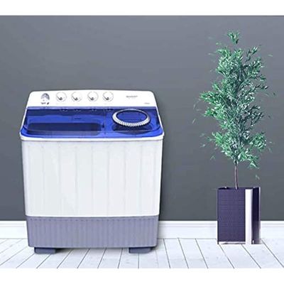 Sharp 12 Kg Washing Machine Twin Tub Top With Load Spin/Dry Semi Automatic White/Blue Model-ES-T127AP-Z | 1 Year Warranty.