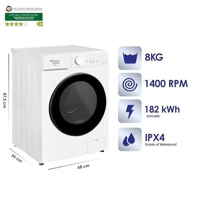 Super General 8 kg 1400 RPM Front Loading Washing Machine Hidden LED Display Silver 15 Programs  Model-  SGW-8500-HD | 1 Year Full Warranty 