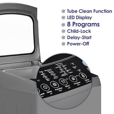 Super General 7.5 kg fully automatic Top-Loading Washing Machine SGW-752-S, Silver, 8 Programs, efficient Top-Load Washer with Child-Lock, LED Display, 1 Year Warranty