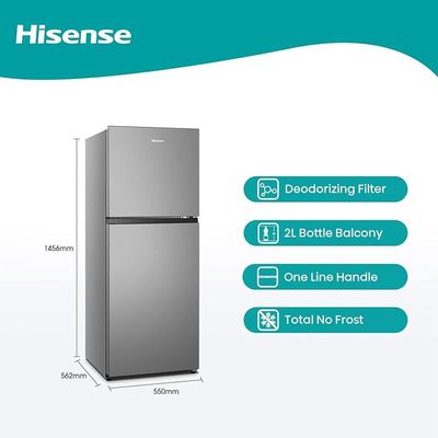 Hisense Refrigerator 264 Liter Top Mount Double Door Silver Model Rt264N4Dgn"Min 1 year manufacturer warranty"