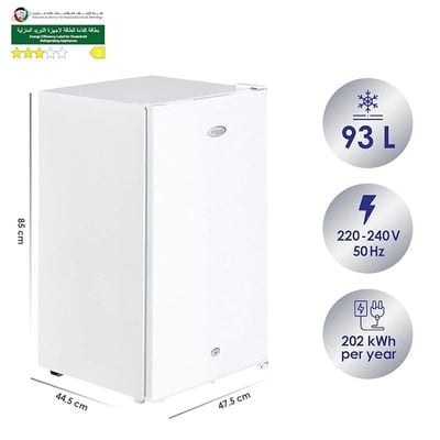 Super General 110 Liter Gross Volume Compact Mini Refrigerator White Beverage Fridge with Child Lock Shelf Freezer Box reversible door Model SGR-131-H | 1 year full warranty