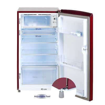 Super General 171 Liter Gross Volume Compact Design Refrigerator Bordeaux Red Beverage Fridge with Lock Freezer Box Defrost Model- SGR-205 | 1 Year Warranty 