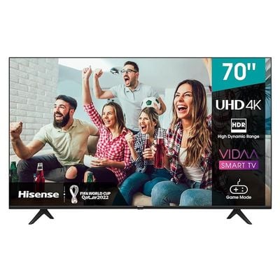 تلفزيون Hisense 70 بوصة UHD Smart HDR 10/HLG Wifi (2.4 جيجا هرتز) بلوتوث 5.0 DLNA HDCP إصدار H.265 وحدة فك الترميز - 70A6GE (موديل 2021)