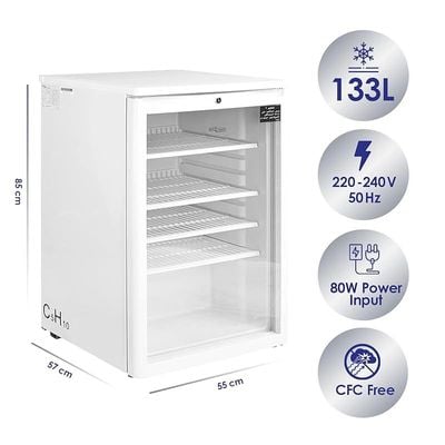 Super General 150 Liter Gross Compact Single Door Chiller Upright Beverage Showcase Energy saving low noise White  Model- SGSC-137 | ‎1 Year full Warranty