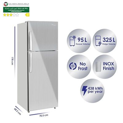 Super General 510 Liters Top-Mount Refrigerator Freezer No Frost Multi Flow Cooling Inox Model- SGR515l | ‎1 Year full Warranty