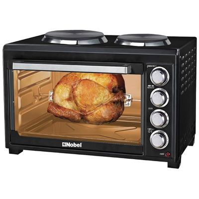 Nobel 45 Litres Electric Oven with 2 Hot Plate and 4 Knob Control 2000 W Black Model-NEO50HP | 1 Year Warranty.