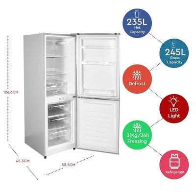 Nobel Fridge With Bottom Mounted Freezer White model: NBF325 | 1 Year Full 5 Years Compressor Warranty