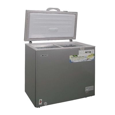 Nobel Chest Freezer Silver Gas R600A Glass Sliding Door 200 Ltrs Gorss Capacity, 192 Ltrs Net Capacity NCF216RH