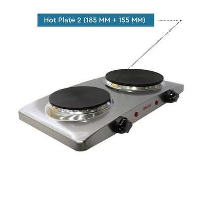 Nobel Hot Plate 2500W Double Silver Color Model-NHP402SS | 1 Year Warranty.