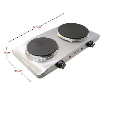 Nobel Hot Plate 2500W Double Silver Color Model-NHP402SS | 1 Year Warranty.