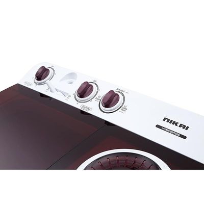 Nikai 8Kg Semi-Automatic Top Load Twin Tub Washing Machine with Quick Wash &amp; Auto Balance Control, Silent Operation, Powerful Pulsator, Rust-Proof Body - NWM800SPN10