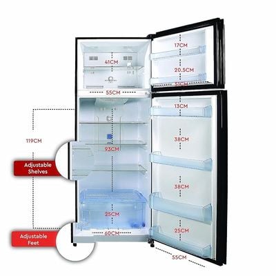 NOBEL REFRIGERATOR DOUBLE DOOR Glass Black 498 No Frost NR500NF