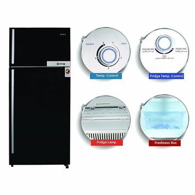 NOBEL REFRIGERATOR DOUBLE DOOR Glass Black 498 No Frost NR500NF