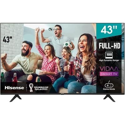 تلفزيون هايسنس 43 بوصة 2K FHD ذكي مع تقنية Dolby Vision HDR وDTS Virtual X &amp; واي فاي أسود موديل 43A4HD - ضمان كامل لمدة سنة. (2022-23)