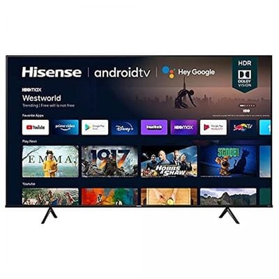 تلفزيون هايسينس 75 بوصة، تلفزيون ذكي بدقة 4K UHD، مع تقنية Dolby Vision HDR وDTS Virtual X وYouTube وNetflix وShahid وPrime وFreeview Play وBluetooth &amp; واي فاي أسود موديل 75A61GSD- ضمان كامل لمدة عام.