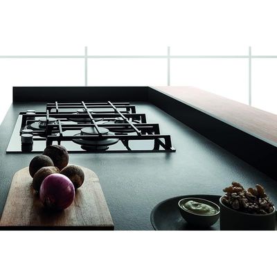 Ariston Built In 60x60cm 4 Burner Gas Hob With Auto Ignition Full Safety 9 Flame Levels Premium Glass Top Finish Electronic Knob Control  Model- AGS61SBK | 1 Year Full Warranty 