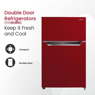 Nobel 110 Liters Refrigerator Double Door Manual Defrost Color Red Model- NR110SS | 1 Year Full 5 Years Compressor Warranty.