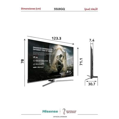 Hisense ULED 4K Premium Quantum Dot QLED Series 55-Inch Android Smart TV Model 55U8GQ - 1 Years Warranty.