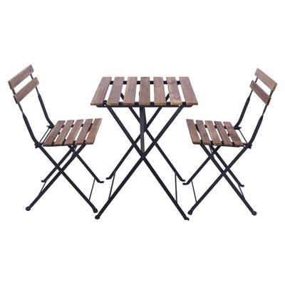 YATAI 3Pcs Patio Bistro Set - Folding Outdoor Wood Chair And Table Set Metal Folding Dining Table Set For Garden Furniture Balcony and Outdoor Area use Office Decor Set