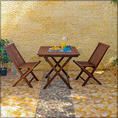 Yatai Patio Bistro 2 Chair 1 Table Set - Folding Outdoor Wood Chair And Table Set Folding Dining Table Set For Garden Furniture